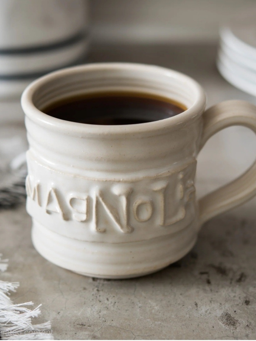 Magnolia Cream Ceramic Embossed Mug